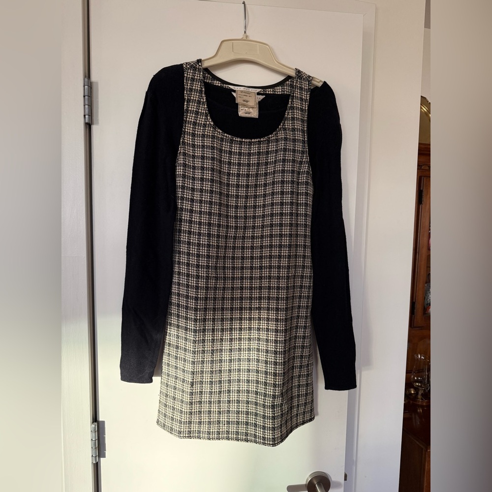 Max Studio Black and White Sheath Dress Long Sleeve